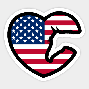 Horse Lover American Flag Heart Sticker